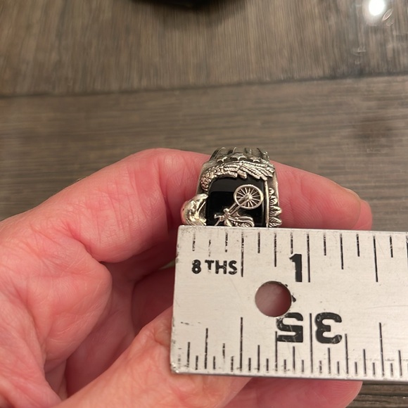 Bradford Exchange Ride Hard, Live Free" Motorcycle Men's Ring Size 14 - Picture 15 of 16